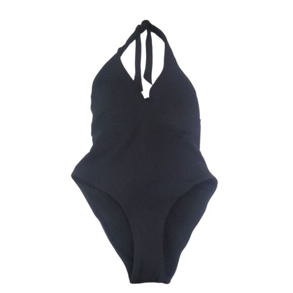 Sea Level Swim Dark Romance Black Plunge Swimsuit W/ Bonded Belt US 6 AUS 10 One - Picture 3 of 12